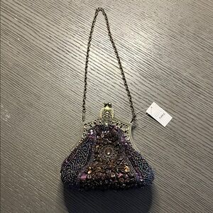 Elegant Purple Beaded Evening Bag